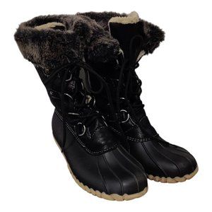 DKSUKO Black Winter DUCK BOOTS women's 8 lined Waterproof faux fur trim